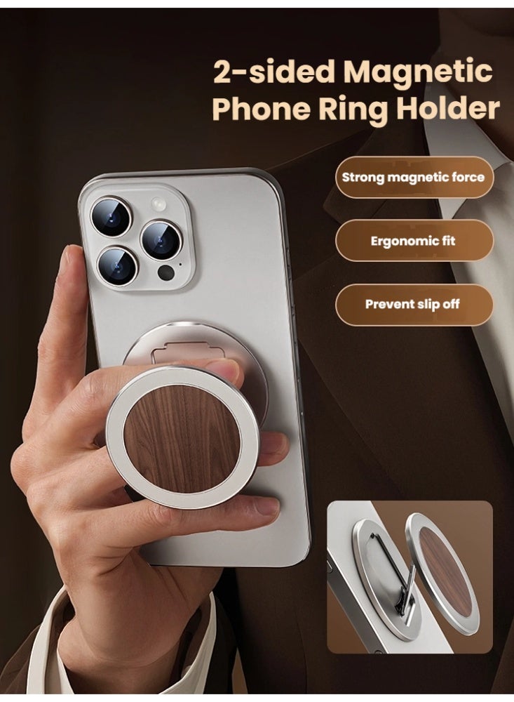 Oatsbasf Desert Gold Dual Sides Magnetic Mobile Phone Ring Holder Grip, Gold Double-sided MagSafe Phone Ring Stand Ring Grip Holder, Two-sided Magnet Phone Mount Kickstand, Ultra-thin Adjustable All Universal Compatible iphone Huawei Samsung, Study Work Car Outdoor Entertainment Carry Hang Stand - Image 4