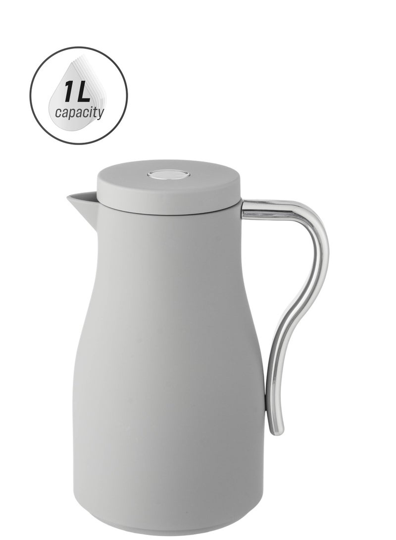 BREWZ Thermos tea and coffee 1 liter gray color silver handle - Image 1