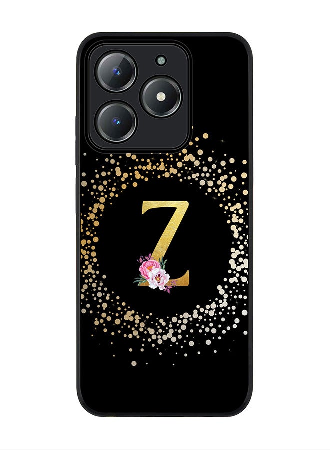 Stylizedd For Realme C63 / Realme C61 4G Case,Slim fit Camera Protection, Shockproof Thin Phone cover  - Custom Monogram Floral - Z ( Black )  - Image 1
