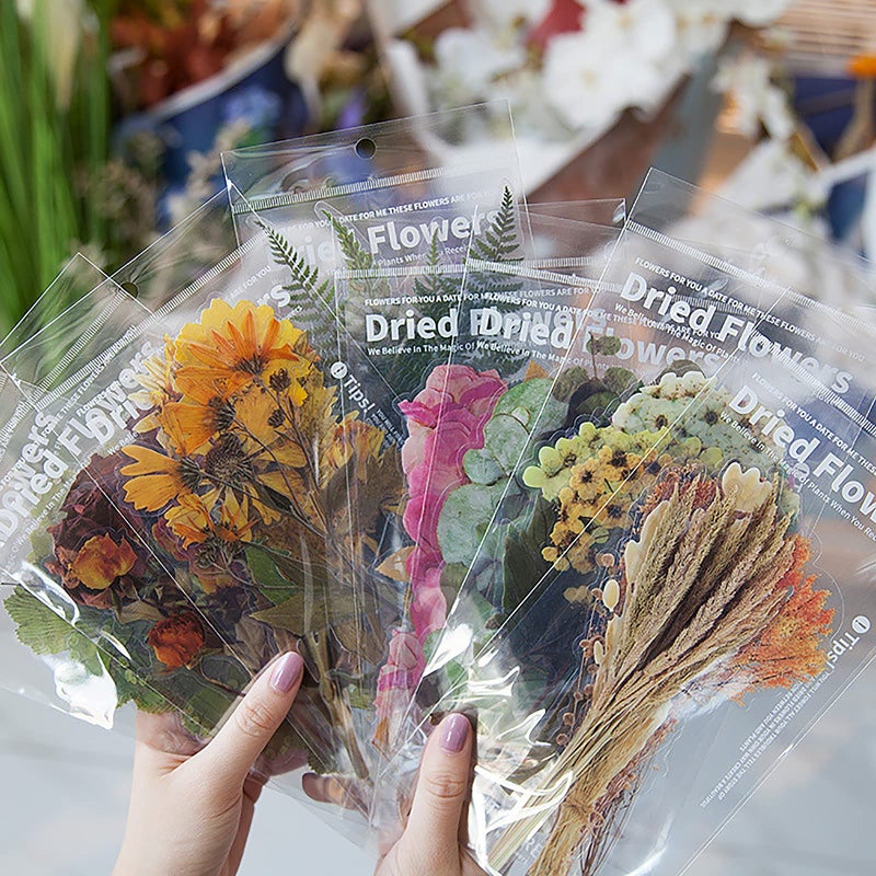 MAXLEAF Transparent Waterproof Stickers Set  48PCS Vintage Plants Flowers Collection Big Size Waterproof Stickers for Decoration Planners Scrapbook Laptops Dried Flowers