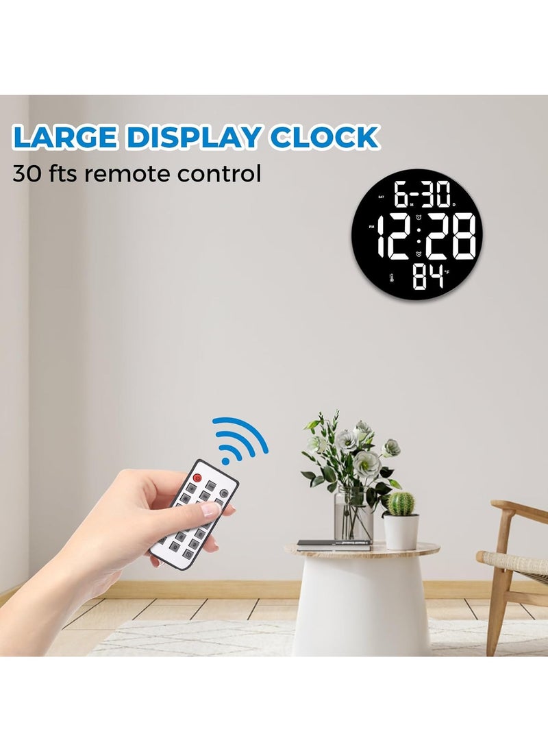 10 Inch LED Digital Wall Clock, Display Temperature and Humidity,  With Remote Control, Wall Mount