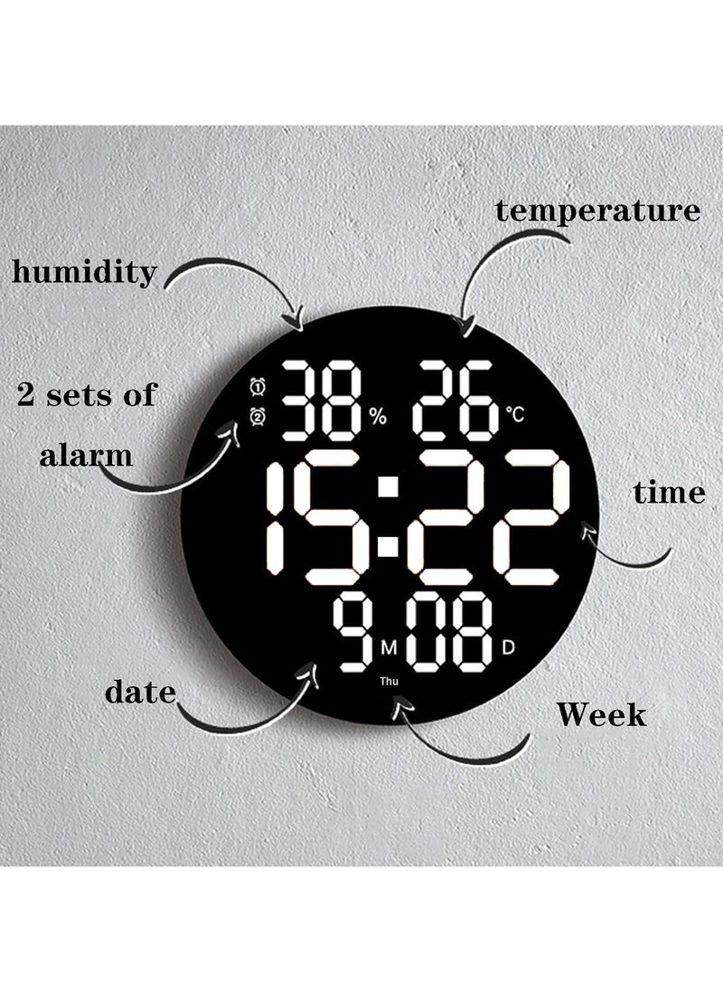 10 Inch LED Digital Wall Clock, Display Temperature and Humidity,  With Remote Control, Wall Mount