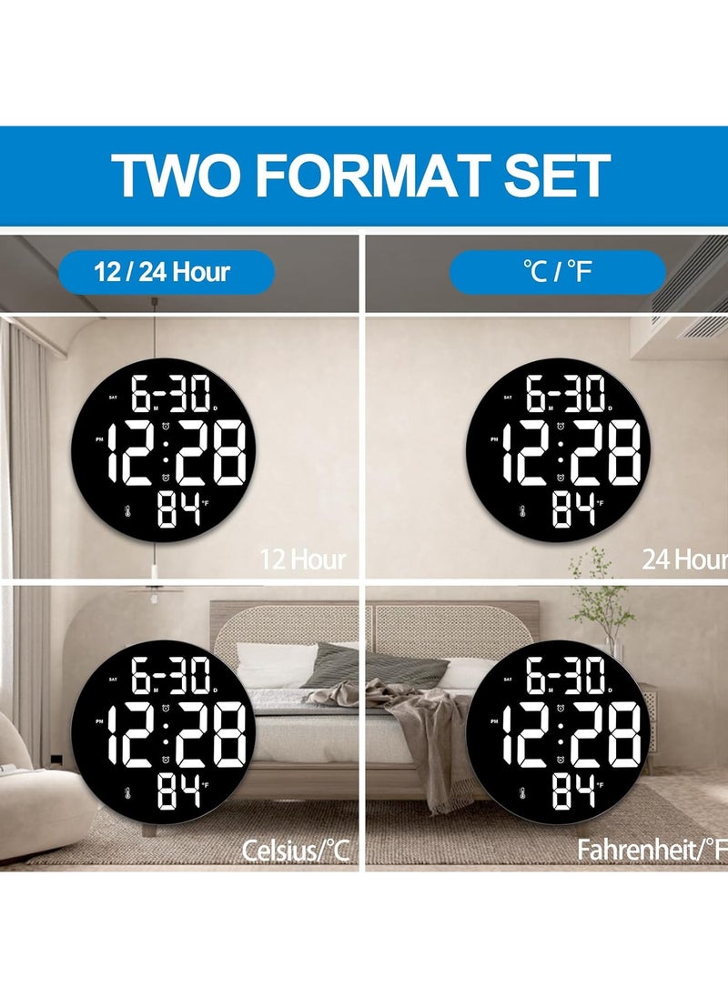 10 Inch LED Digital Wall Clock, Display Temperature and Humidity,  With Remote Control, Wall Mount