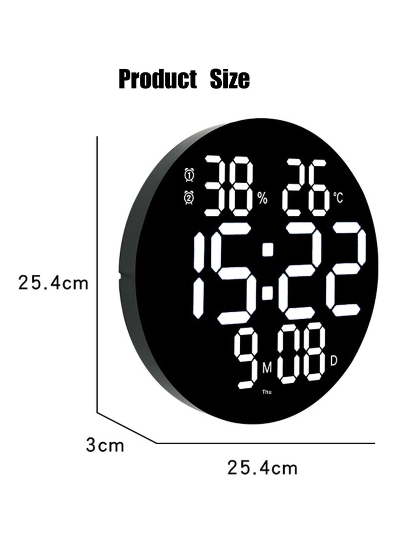 10 Inch LED Digital Wall Clock, Display Temperature and Humidity,  With Remote Control, Wall Mount