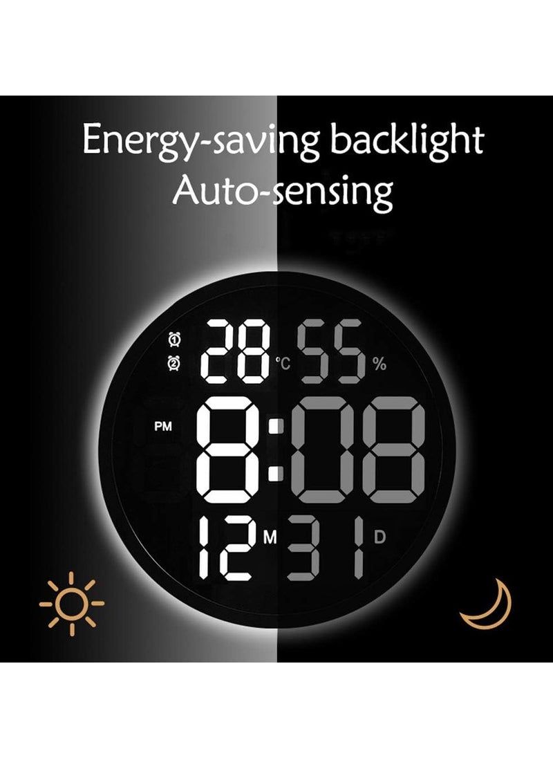 10 Inch LED Digital Wall Clock, Display Temperature and Humidity,  With Remote Control, Wall Mount