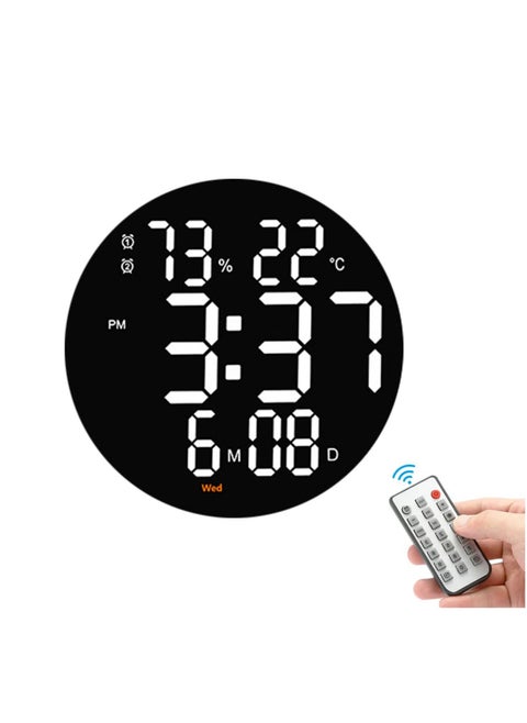 10 Inch LED Digital Wall Clock, Display Temperature and Humidity,  With Remote Control, Wall Mount