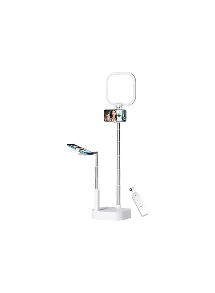 Green Tiger Phone Stand For Video Recording | Overhead 360° Rotation With Two Phone Holders | Content Creator Kit | Rechargeable Adjust Foldable 15 Brightness LED Light For Live Streaming/YouTube/Video Recording - Image 1