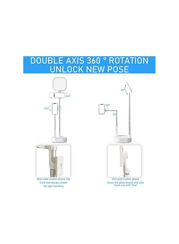 Green Tiger Phone Stand For Video Recording | Overhead 360° Rotation With Two Phone Holders | Content Creator Kit | Rechargeable Adjust Foldable 15 Brightness LED Light For Live Streaming/YouTube/Video Recording - Image 3