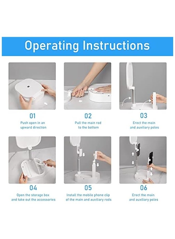 Green Tiger Phone Stand For Video Recording | Overhead 360° Rotation With Two Phone Holders | Content Creator Kit | Rechargeable Adjust Foldable 15 Brightness LED Light For Live Streaming/YouTube/Video Recording - Image 4