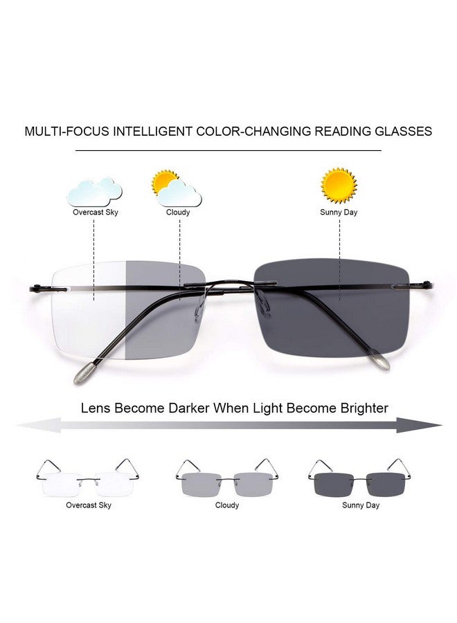 YIMI Photochromic Progressive Multifocus Reading Glasses For Men Women Uv400 Sun Readers Computer Anti Blue Light Glasses(Black 2.50 Multiplierx) - Image 2