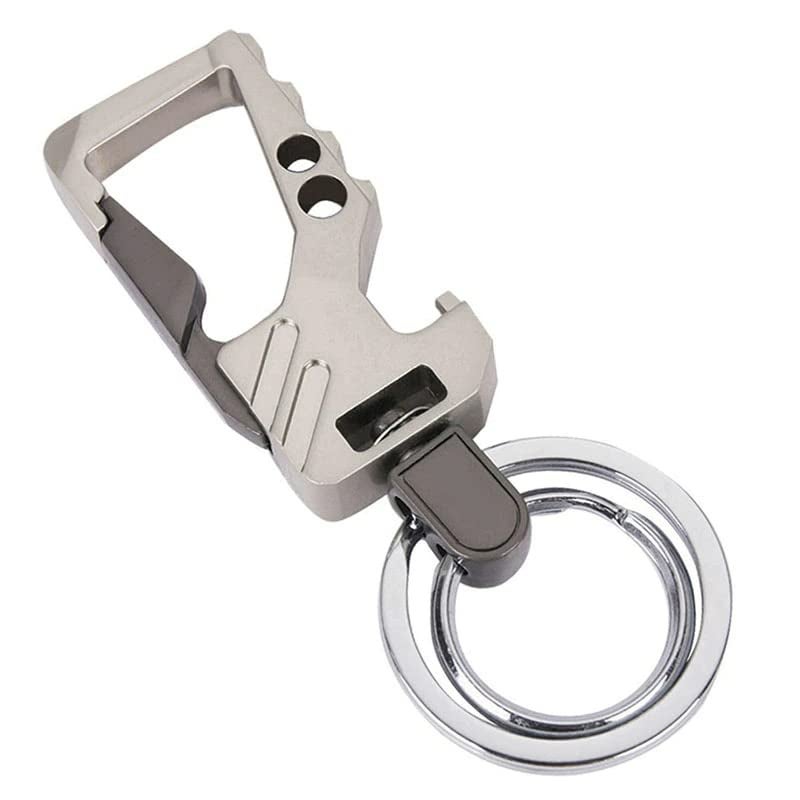 Contacts Heavy Duty Stainless Steel Key Chain Bottle Opener with Double Key Rings Beer Opener Holder for Men Women - gun metal silver-Pack of 1 - Image 1