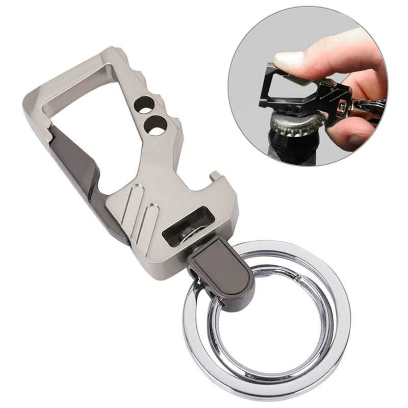 Contacts Heavy Duty Stainless Steel Key Chain Bottle Opener with Double Key Rings Beer Opener Holder for Men Women - gun metal silver-Pack of 1 - Image 3