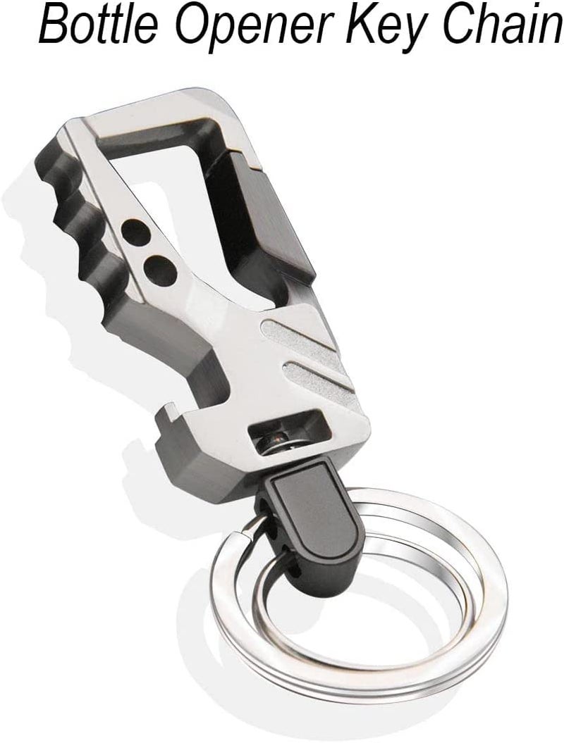 Contacts Heavy Duty Stainless Steel Key Chain Bottle Opener with Double Key Rings Beer Opener Holder for Men Women - gun metal silver-Pack of 1 - Image 2