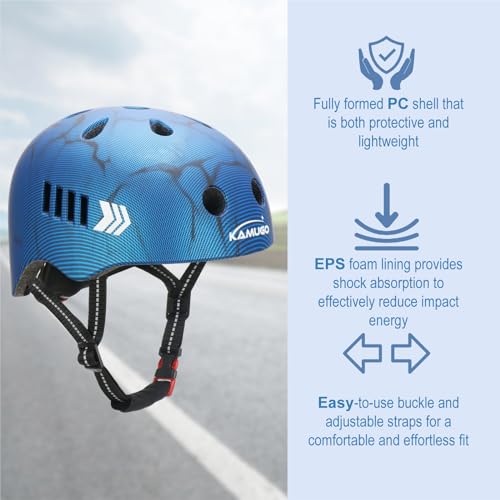 KAMUGO Kids Bike Helmet, Toddler Helmet for Ages 2-8 Boys Girls with Sports Protective Gear Set Knee Elbow Wrist Pads for Skateboard Cycling Scooter(Blue) - Image 3