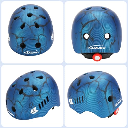 KAMUGO Kids Bike Helmet, Toddler Helmet for Ages 2-8 Boys Girls with Sports Protective Gear Set Knee Elbow Wrist Pads for Skateboard Cycling Scooter(Blue) - Image 2