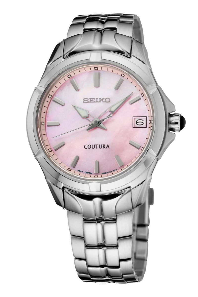 سيكو Seiko Coutura Quartz Pink Dial Stainless Steel Women's Watch SUR585