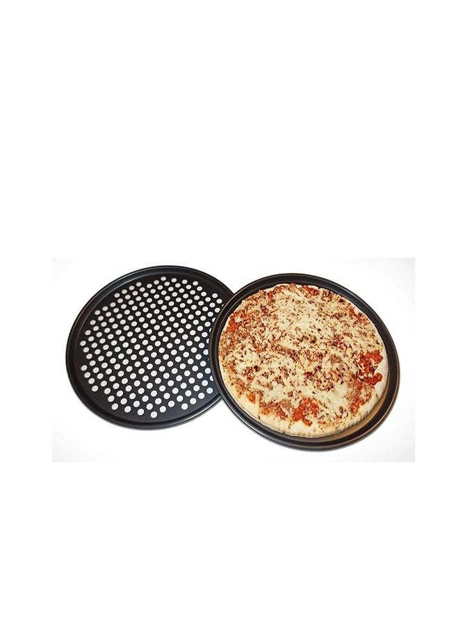 هوم زون صينية بيتزا مثقوبة، قطعتين من الفولاذ الكربوني غير اللاصق، أداة مقرمشة مستديرة مقاس 13 بوصة للمطبخ المنزلي - Image 4