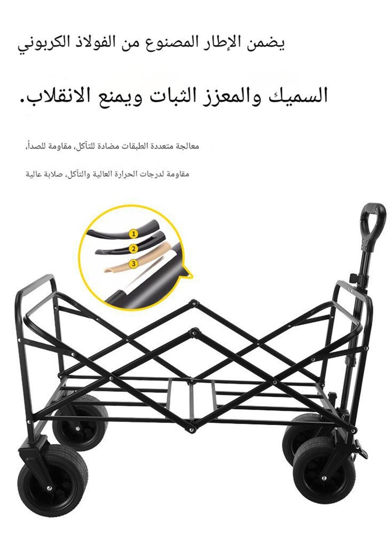 WEMART Garden Wagon Collapsible Heavy Duty Garden Cart, Folding Outdoor Trolley with 150kg Load Capacity, Removable Fabric & Portable Design for Camping, Picnic, Beach and Shopping, Black - Image 4