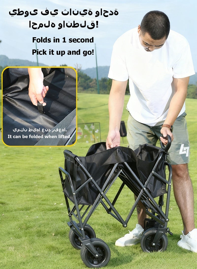 WEMART Garden Wagon Collapsible Heavy Duty Garden Cart, Folding Outdoor Trolley with 150kg Load Capacity, Removable Fabric & Portable Design for Camping, Picnic, Beach and Shopping, Black - Image 5