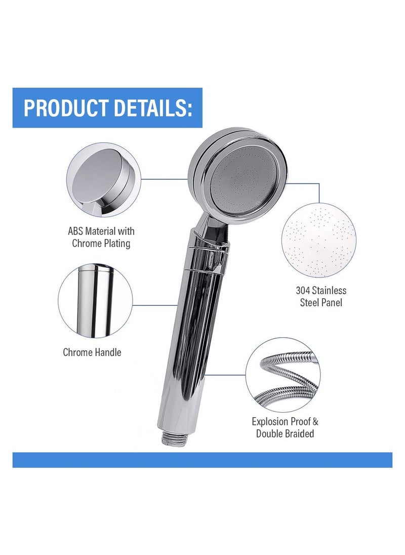 كورالبلو Coralblue Handheld Down Head Set - رأس الدش يحتوي على 2 مرشح دش 1 مقبض ومرشح مياه رأس واحد لتنقية المواد الكيميائية الضارة والملوثات - 2M خرطوم دش من الفولاذ المقاوم للصدأ  - Image 4