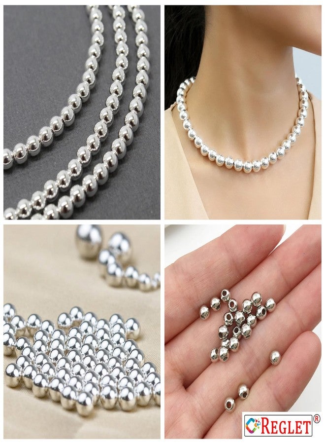 REGLET 1800 Pcs Silver Beads – 4, 5, 6, 8, 10, 12 mm – Beads for Jewellery Making Kit, Beading Fun, Pearls for Craft, Embroidery Work, Creative Crafting, Beadwork, Bracelet Making Kit - 180g - Image 4