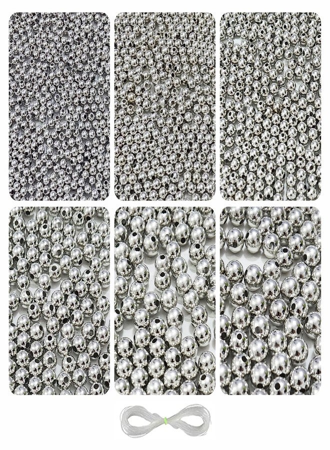 REGLET 1800 Pcs Silver Beads – 4, 5, 6, 8, 10, 12 mm – Beads for Jewellery Making Kit, Beading Fun, Pearls for Craft, Embroidery Work, Creative Crafting, Beadwork, Bracelet Making Kit - 180g - Image 1