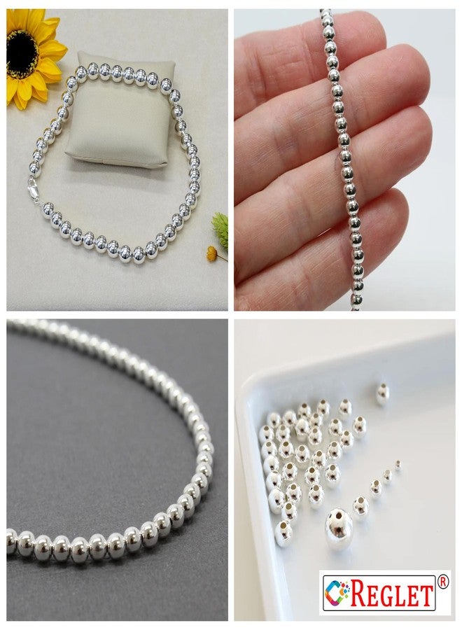 REGLET 1800 Pcs Silver Beads – 4, 5, 6, 8, 10, 12 mm – Beads for Jewellery Making Kit, Beading Fun, Pearls for Craft, Embroidery Work, Creative Crafting, Beadwork, Bracelet Making Kit - 180g - Image 5
