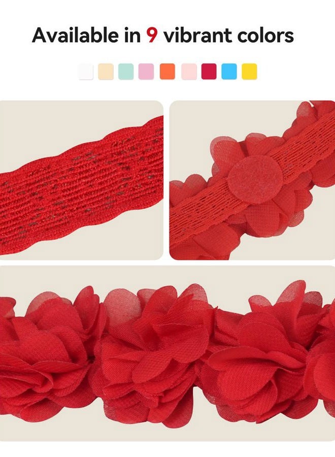 Fmeida Flower Crown Baby Headbands Newborn Floral Birthday Headbands for 4-24 Months, Peach + White + Rose Red, Small - Image 4