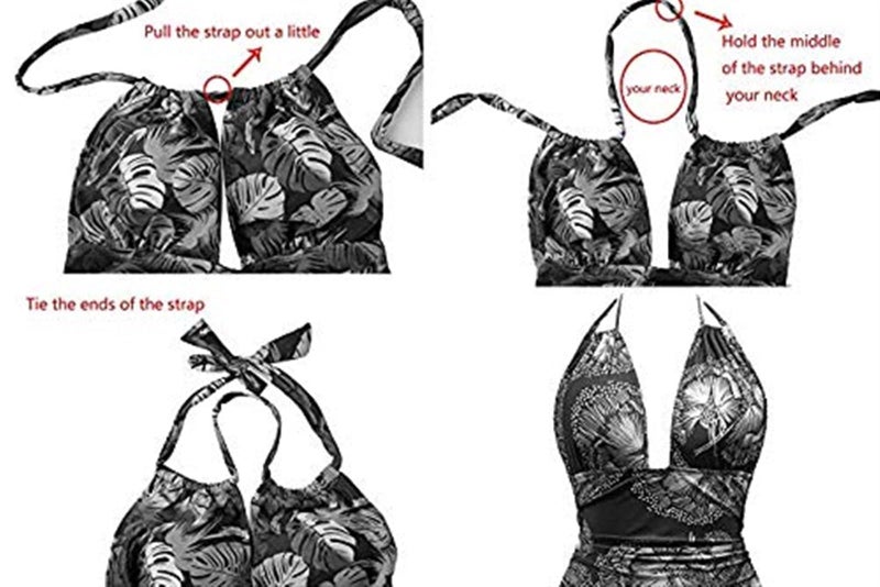 Maternity Swimsuits One Piece, V-Neck Pregnancy Swimwear Halter Maternity Bikini,Maternity Solid Color One Piece Swimsuit(L) - Image 2