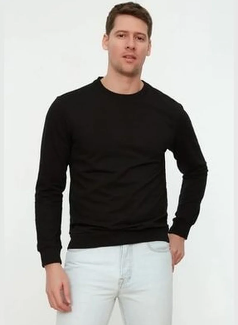 trendyol Black Men's Regular Fit Crewneck Long Sleeved Sweatshirt.