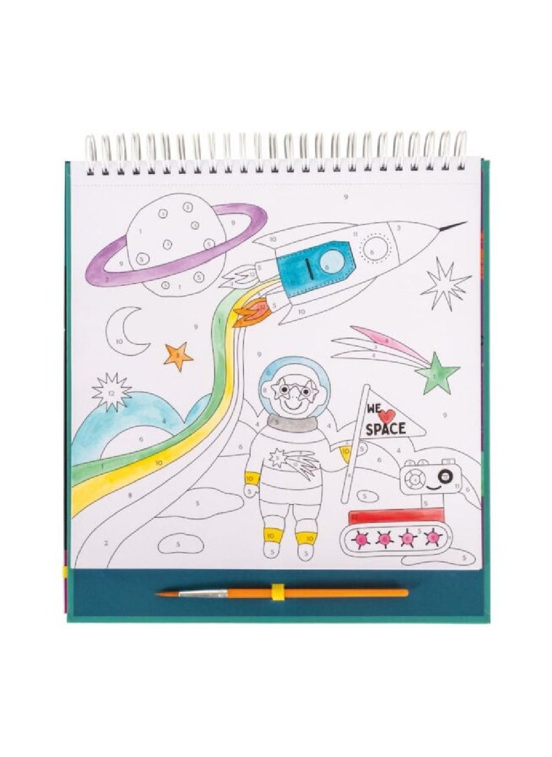 Floss & Rock - Floss & Rock Space Paint by Numbers – Kids Painting Activity Set with Space-Themed Design, Includes Paints & Brush, Creative Arts & Crafts Kit - Image 1