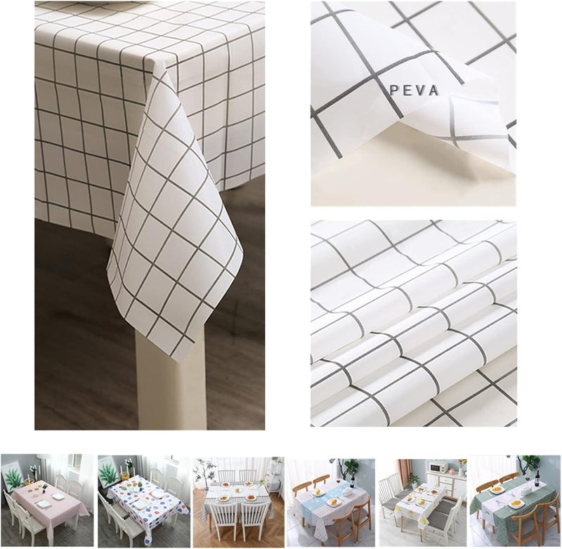 137x183cm Green Plaid PVC Tablecloth - Waterproof, Oil-proof & Stain Resistant Rectangular Table Cover - Wipeable Gingham Design for Kitchen, Picnic & Parties - Image 4
