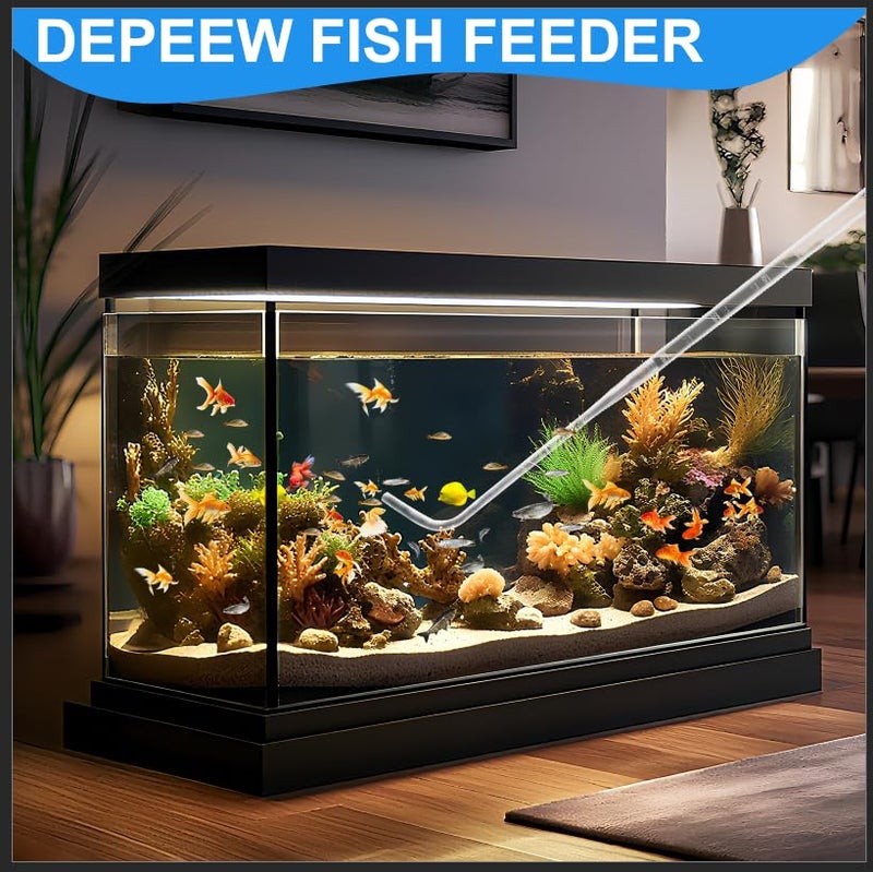 Depeew 50ml Aquarium Coral Fish Feeder, 27.7IN Extra Long Turkey Baster for Aquarium Siphon for Fish Tank Water Changer, Aquarium Cleaning Tools, Blue - Image 2