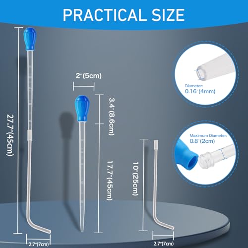 Depeew 50ml Aquarium Coral Fish Feeder, 27.7IN Extra Long Turkey Baster for Aquarium Siphon for Fish Tank Water Changer, Aquarium Cleaning Tools, Blue - Image 5