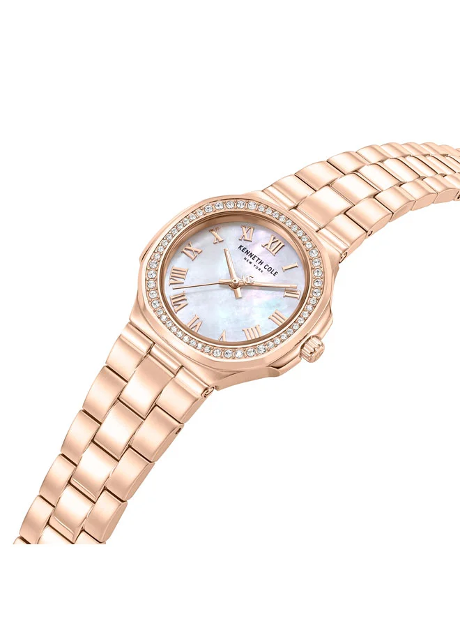 كينيث كول نيو يورك Rockland White Mother-of-pearl Dial Stainless Steel Bracelet Analog Watch for Women - 33mm