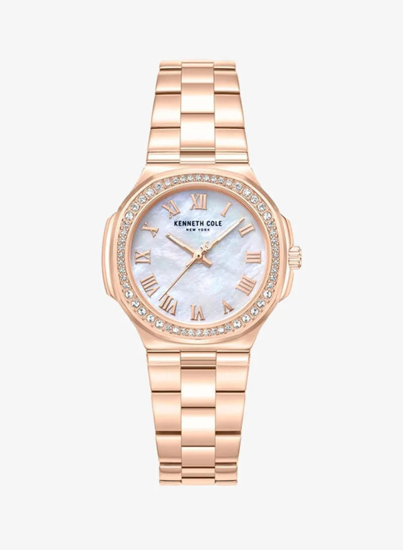Kenneth Cole New York Rockland White Mother-of-pearl Dial Stainless Steel Bracelet Analog Watch for Women - 33mm