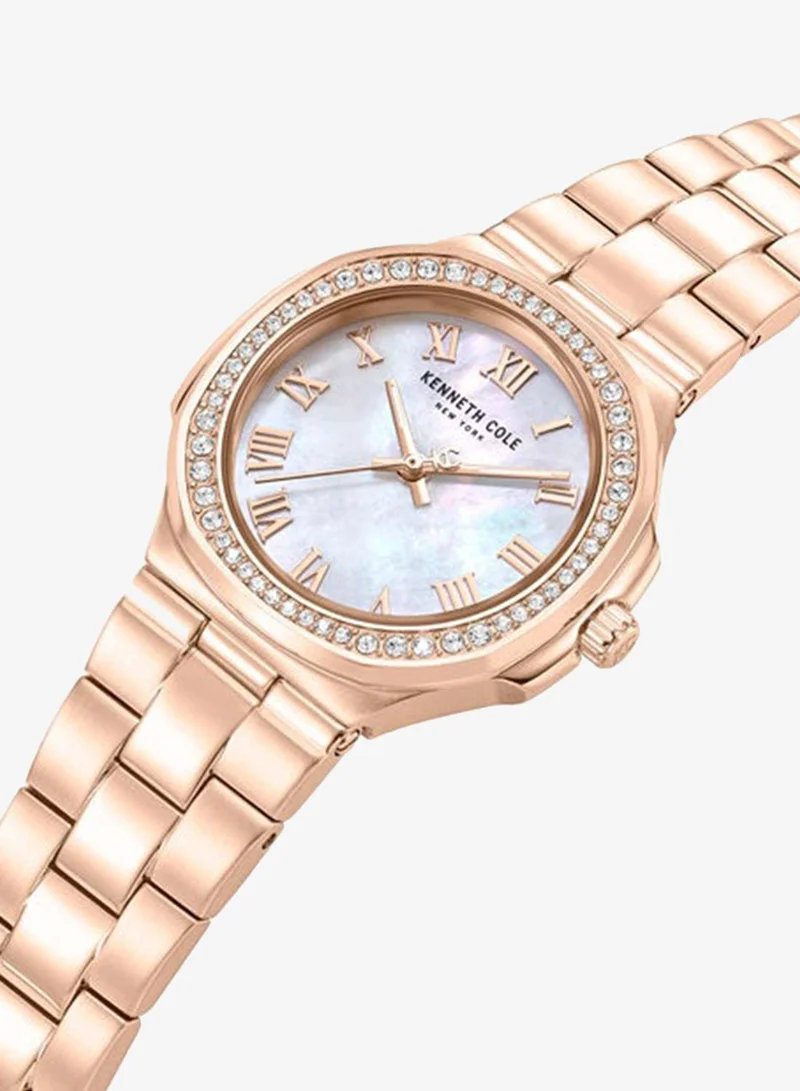 Kenneth Cole New York Rockland White Mother-of-pearl Dial Stainless Steel Bracelet Analog Watch for Women - 33mm