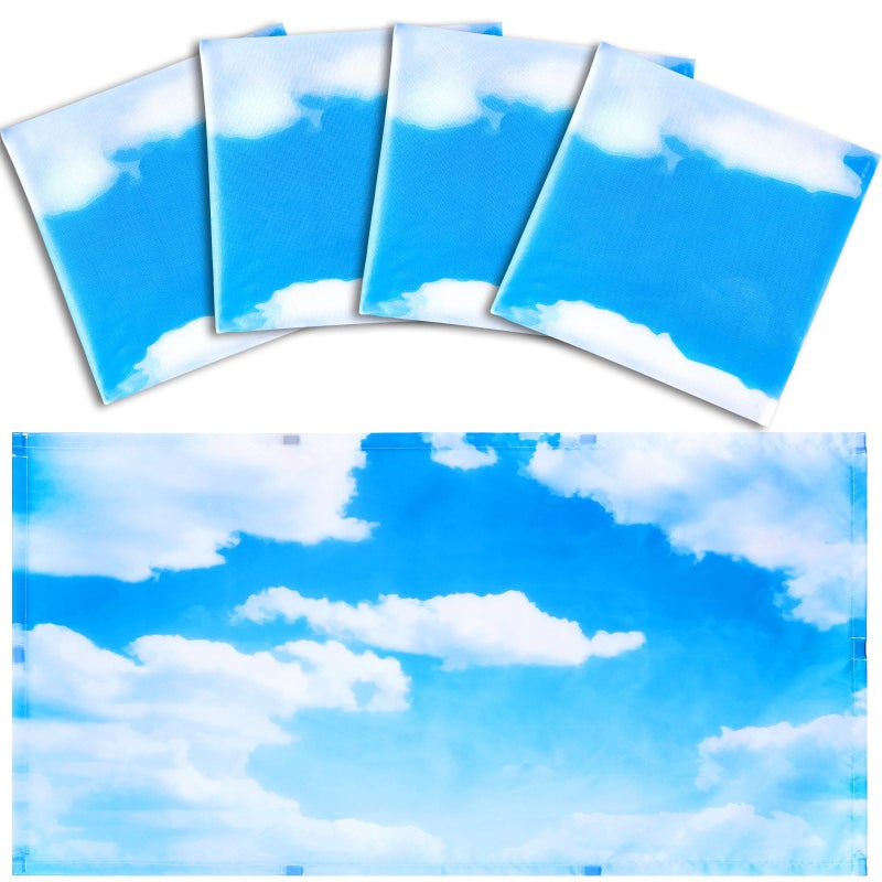 Hortsun 4 Pack Fluorescent Light Covers 4 x 2 Feet Magnetic Light Cover for Drop Ceiling Fluorescent Ceiling Shade Filters for Office Classroom Home Hospital DecorCloud Blue Sky