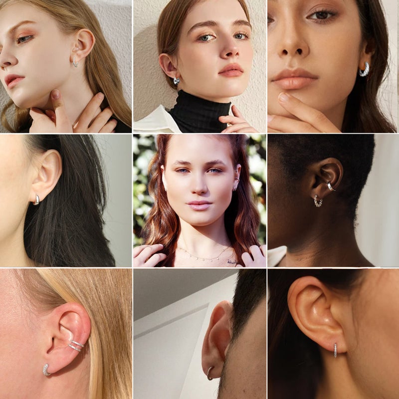 ALEXCRAFT Small Silver Hoop Earrings for Women Hypoallergenic Small Huggie Hoops Earrings Set Twisted Huggies Earing - Image 5