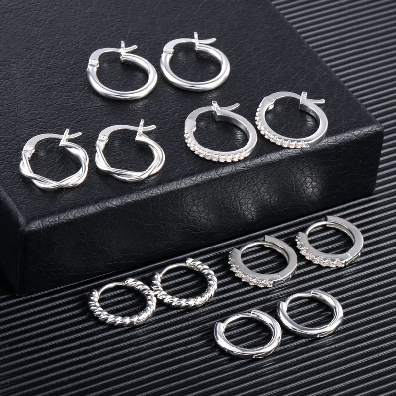 ALEXCRAFT Small Silver Hoop Earrings for Women Hypoallergenic Small Huggie Hoops Earrings Set Twisted Huggies Earing - Image 4