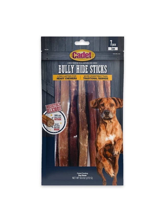 Cadet Bully Hide Sticks For Small, Medium And Large Dogs  AllNatural Beef Pizzle, High Protein, Low Fat, LongLasting, Grain & RawhideFree Dog Chews For Aggressive Chewers, Large (7 Count)  - Image 1