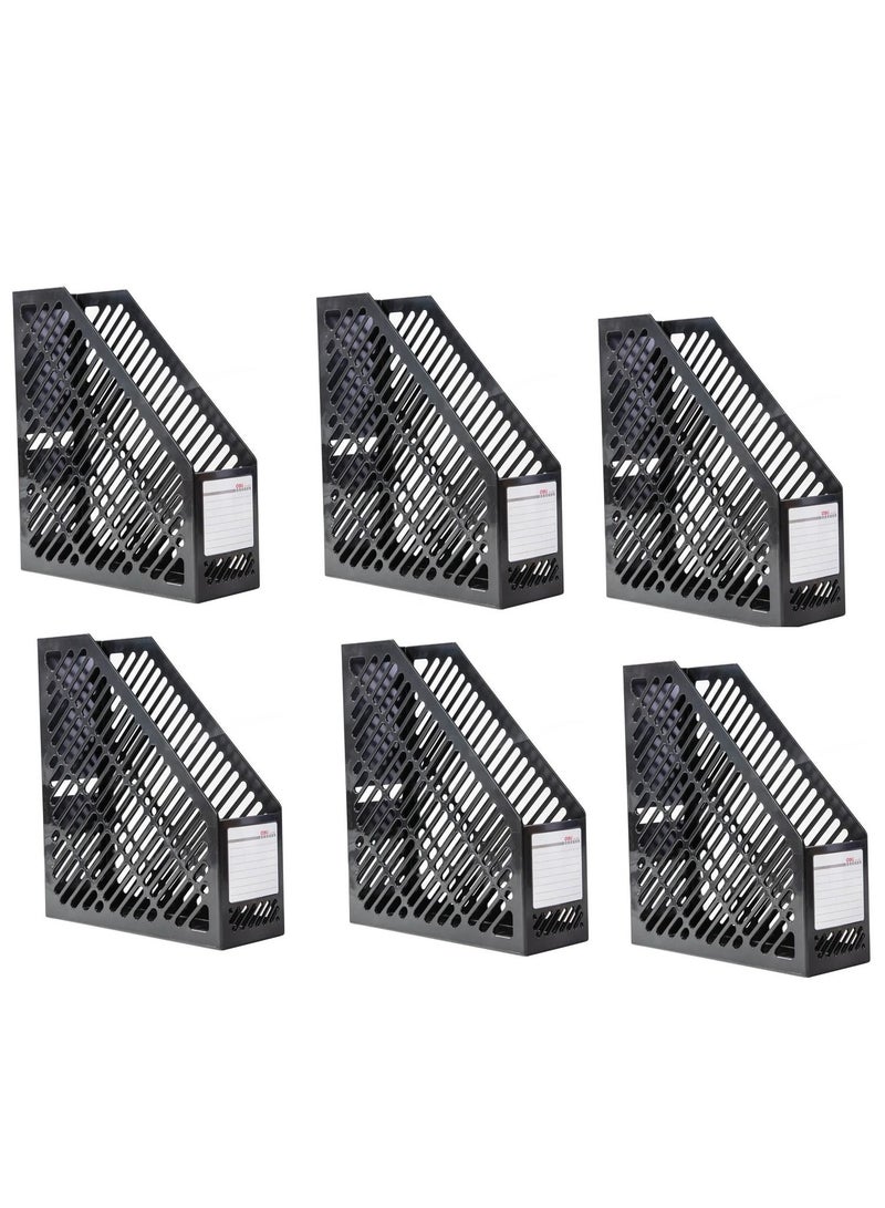 Deli حامل مجلات بلاستيكي أسود 6 قطع - Image 1