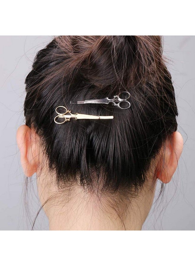 AKOAK AKOAK 4 Pcs (2 Gold & 2 Silver) Creative Scissors Shape Girls and Ladies Metal Hairpins, Gold, Silver, Clothing Accessories, Headwear, Exquisite Hairpins - Image 4