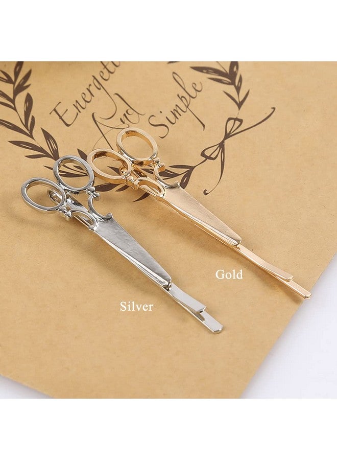 AKOAK AKOAK 4 Pcs (2 Gold & 2 Silver) Creative Scissors Shape Girls and Ladies Metal Hairpins, Gold, Silver, Clothing Accessories, Headwear, Exquisite Hairpins - Image 5