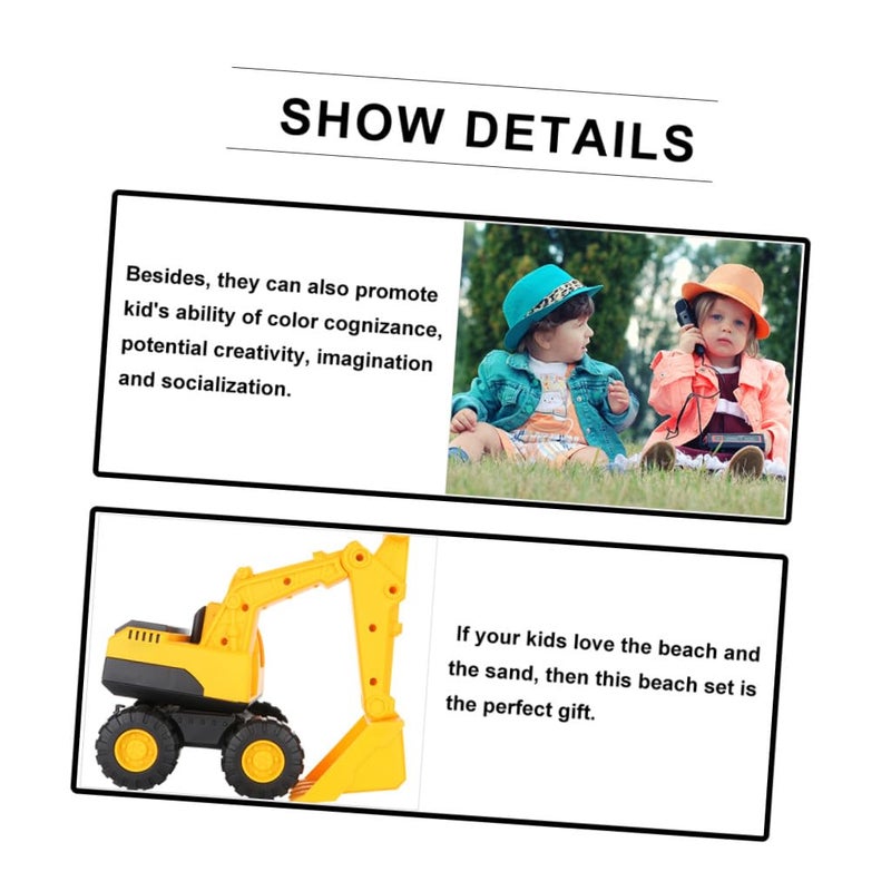 Medium Yellow Plastic Beach Excavator Sand Toy Car for Outdoor Fun and Early Learning - Image 4
