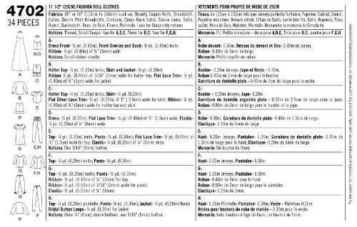 Simplicity 4702 Doll Going Out Clothing Sewing Pattern for Girls by Andrea Schewe, Size 11.5'' - Image 3