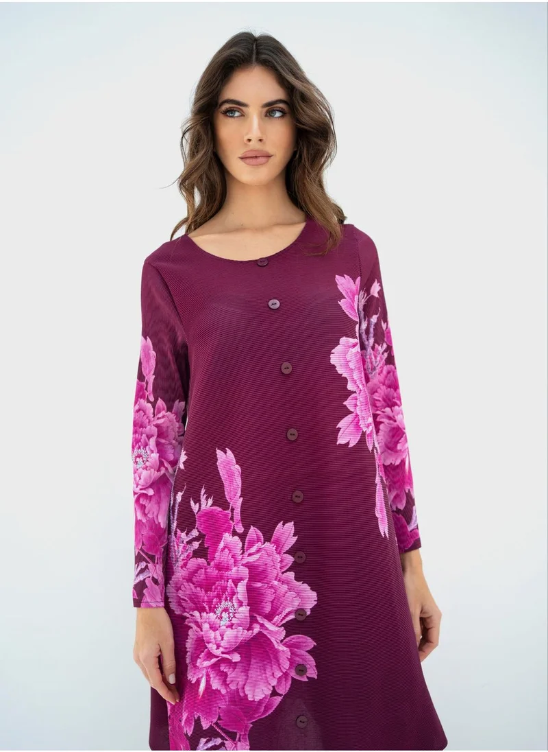 Hassal Floral Print Button Down Shirt And High Waist Pants Set