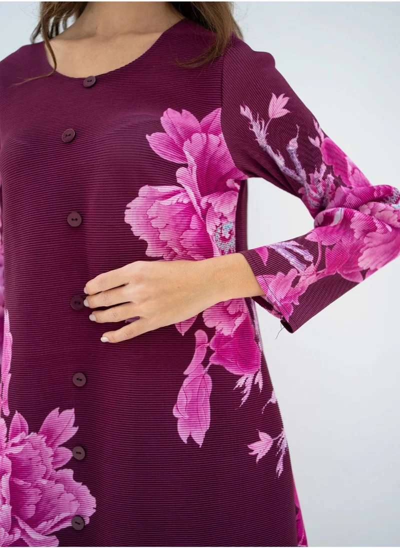 Hassal Floral Print Button Down Shirt And High Waist Pants Set