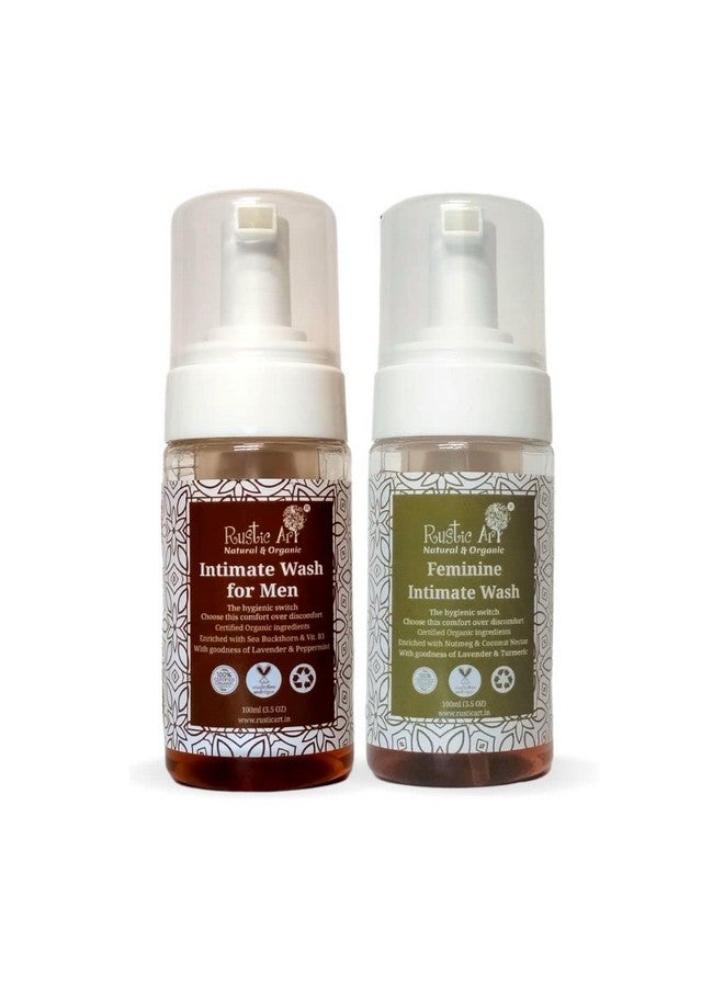 Rustic Art Organic Feminine Intimate Wash & Intimate Wash For Men Combo Pack - Image 1