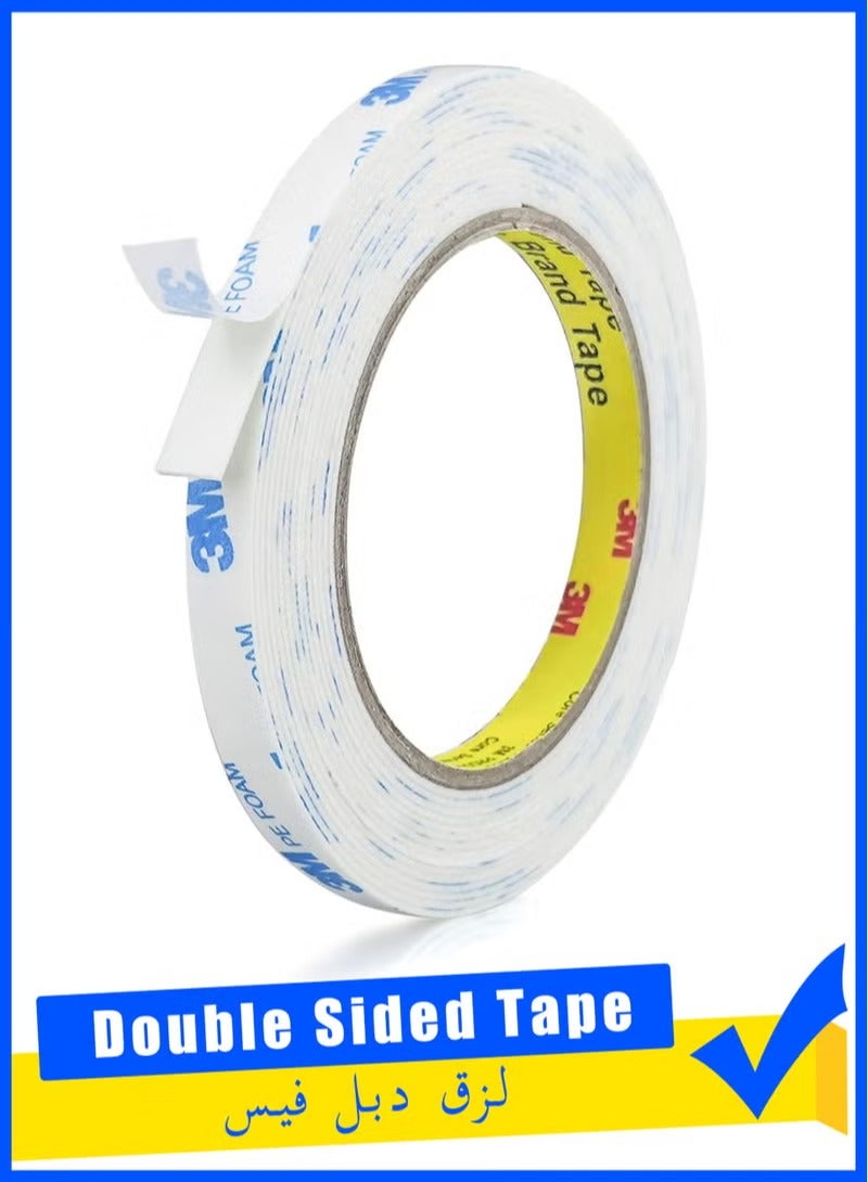 3M Double Sided Tape 1cm*3meter, Mounting Tape Heavy Duty, Removeable PE Foam Tape Strips, Strong Adhesive Tape Waterproof Free Damage for Paint Wall Picture Hanging Poster - Image 1